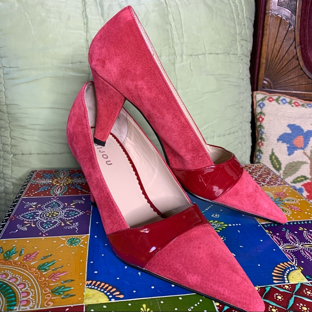 90s Red Suede Pumps